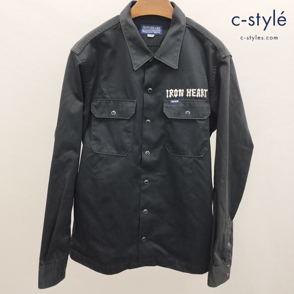 IRON HEART アイアンハート ワークシャツ XL ブラック 長袖 WEST POINT WORK SHIRT 日本製