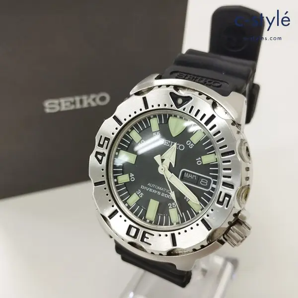 SEIKO セイコー ブラックモンスター ダイバーズ 腕時計 シルバー ウォッチ