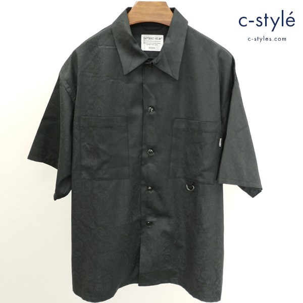 CAPTAINS HELM 半袖シャツ M ブラック WATER-PROOF MOUNTAIN STRETCH SHIRTS ペイズリー柄 日本製