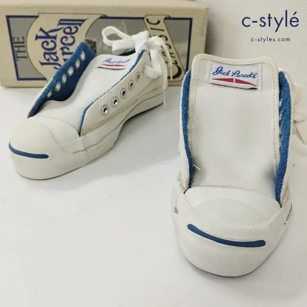 CONVERSE コンバース JACK PURCELL ジャックパーセル スニーカー 6・1/2 WHITE/BLUE USA製 ヴィンテージ