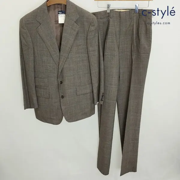 POLO RALPH LAUREN ポロ ラルフローレン 2Bスーツ セットアップ 96 AB5 ブラウン グレンチェック 毛100