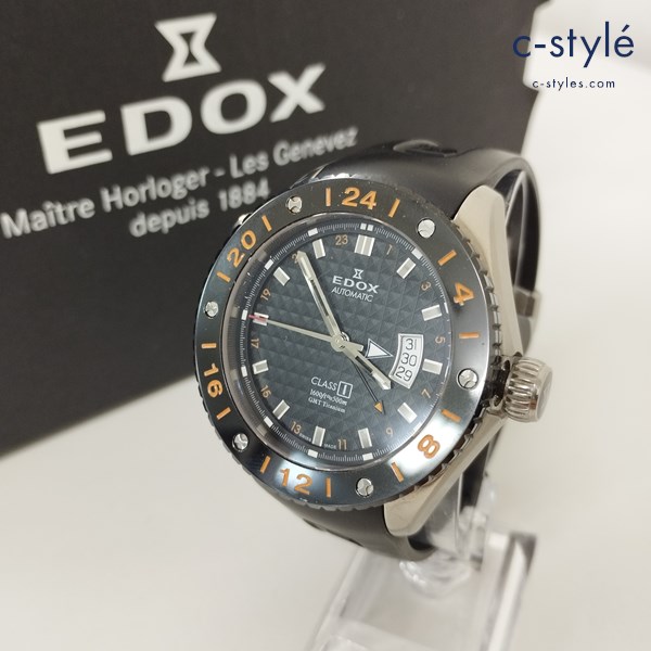 EDOX エドックス 腕時計 ブラック class-1 93002-TIN-TIN GMT 自動巻き