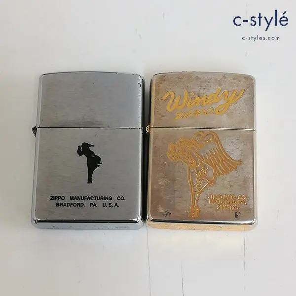 ZIPPO ジッポー WINDY ウィンディ 天使の羽 シルエット オイルライター シルバー ゴールド 喫煙具 タバコ 煙草