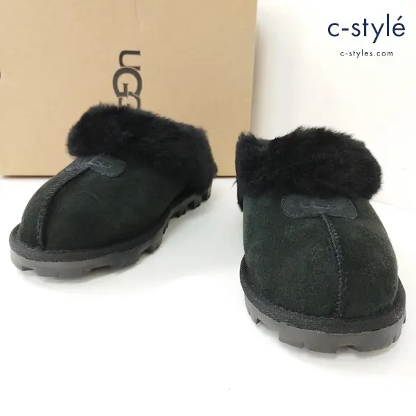 UGG アグ 5125 W COQUETTE ムートンサンダル 26cm ブラック スウェード ボア スリッパ