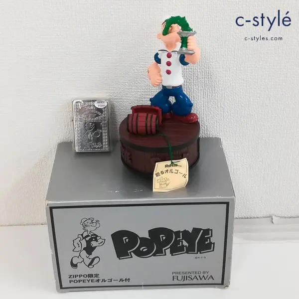 ZIPPO ジッポー POPEYE ポパイ 70周年記念 限定 回るオルゴールスタンドセット オイルライター シルバー