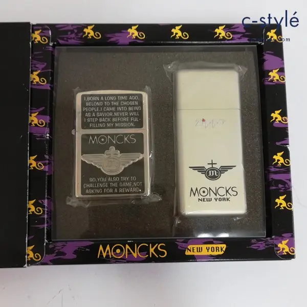 ZIPPO ジッポー MONCKS NEW YORK 携帯灰皿セット オイルライター シルバー 喫煙具