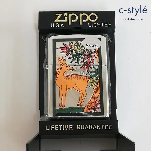 ZIPPO ジッポー A DEER＆MARIJUANA 鹿 シカ 花札 オイルライター シルバー 喫煙具