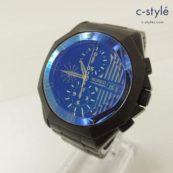 SEIKO セイコー WIRED 腕時計 ブラック 7T92-OLXO 青文字盤 クォーツ式