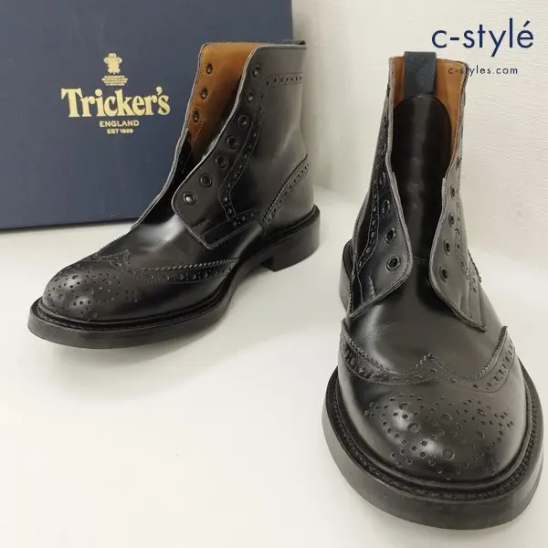 Tricker’s トリッカーズ 9 ブラック カントリーブーツ STOW S63419 ダイナイトソール レザーシューズ