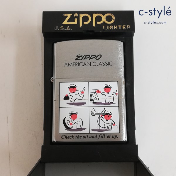 ZIPPO ジッポー AMERICAN CLASSIC check the oil and fill’er up. オイルライター シルバー 喫煙具