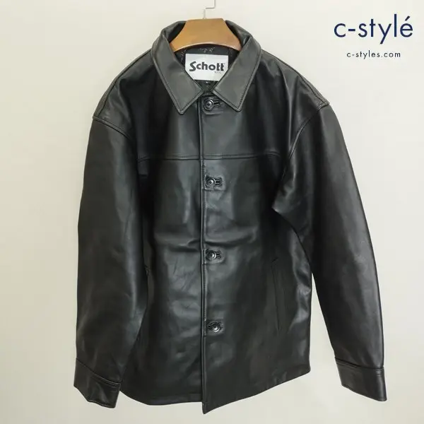 Schott ショット レザー カーコート L ブラック CAR COAT ジャケット 羊革