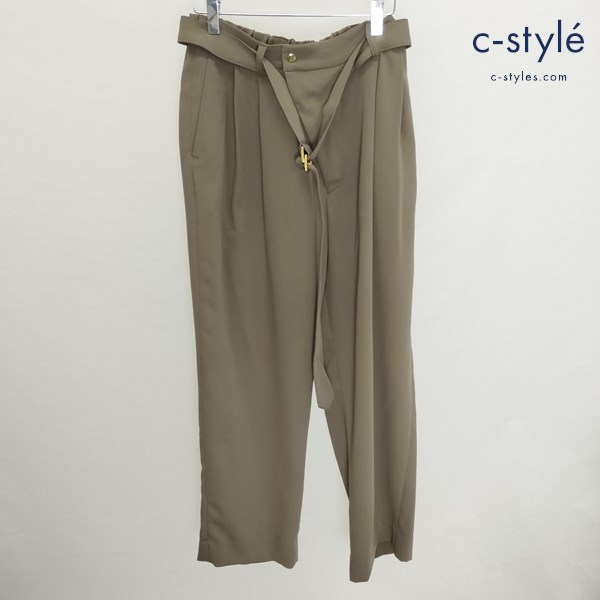 CULLNI クルニ 2 Tuck Wide Pants with long belt 1 カーキ 22-AW-039 ワイドパンツ 日本製