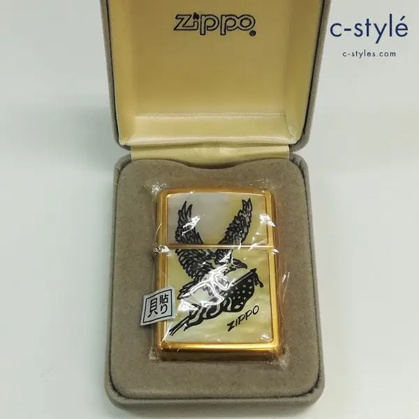 ZIPPO ジッポー 貝貼り 鷲 オイルライター ゴールド 貝細工 シェル 喫煙具