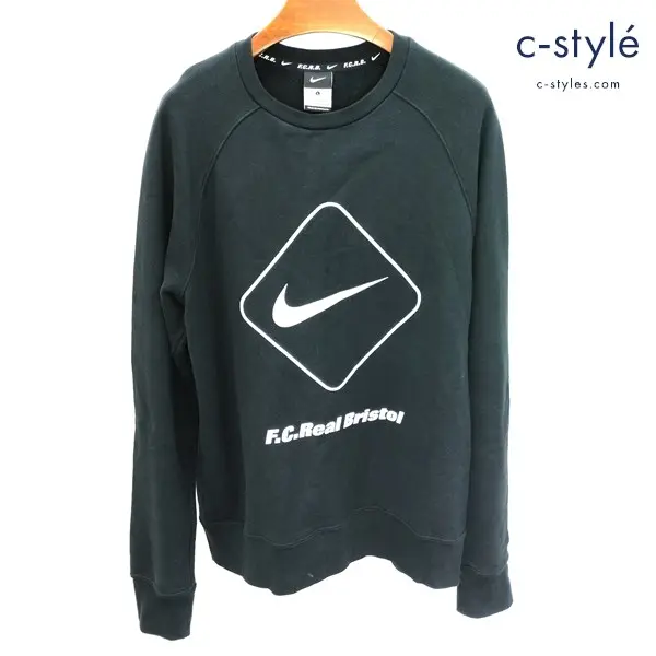 F.C.Real Bristol×NIKE エフシーレアルブリストル×ナイキ EMBLEM CREW SWEAT L ブラック 823128-010 長袖