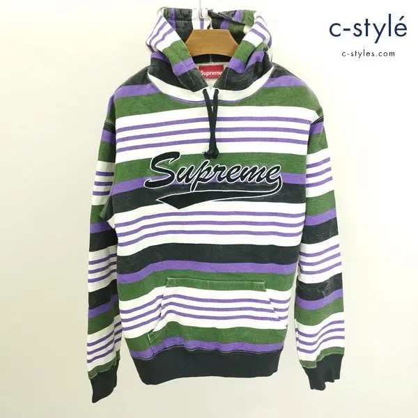 Supreme シュプリーム Striped Hooded Sweat shirt S マルチカラー ボーダー スウェット