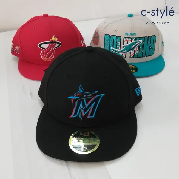 NEW ERA ニューエラ キャップ ONE SIZE 7・1/2 59.6cm NFL NBA MLB MIAMI 計3点