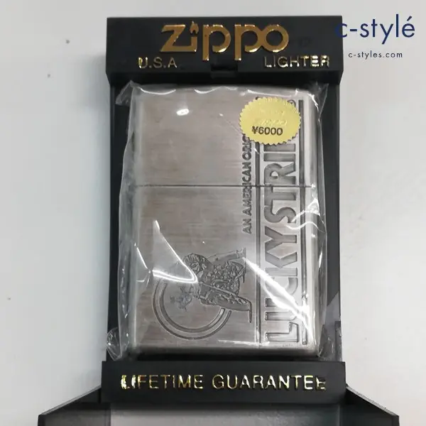 ZIPPO ジッポー LUCKY STRIKE ラッキーストライク オイルライター シルバー バイク 喫煙具