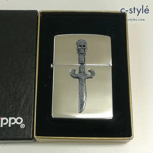 ZIPPO ジッポー スカルソード 1994年製 オイルライター シルバー ドクロ 骸骨 剣 喫煙具