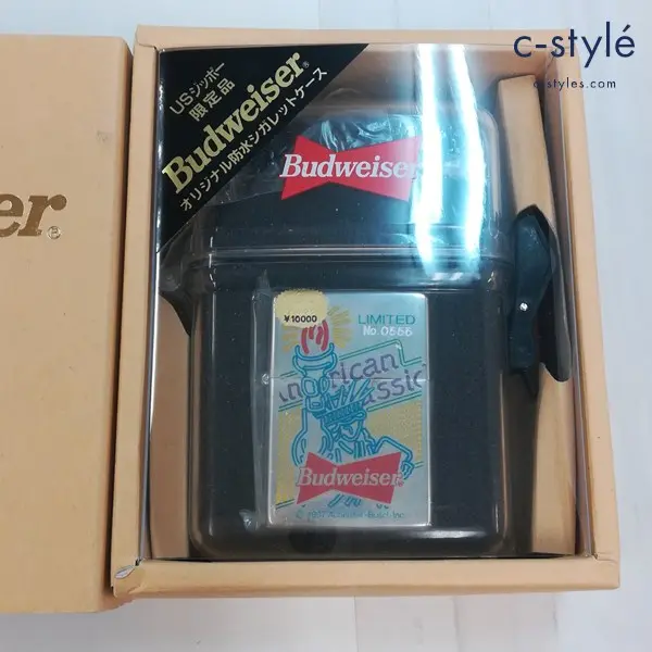 ZIPPO ジッポー Budweiser KING OF BEERS LIMITED EDITION オイルライター シルバー 防水シガレット付き