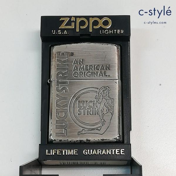 ZIPPO ジッポー 1996年製 ラッキーストライク ガール 彫刻 LUCKY STRIKE オイルライター シルバー 喫煙具