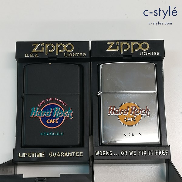 ZIPPO ジッポー Hard Rock CAFE 2種 1995年 1996年 オイルライター ブラック シルバー 喫煙具