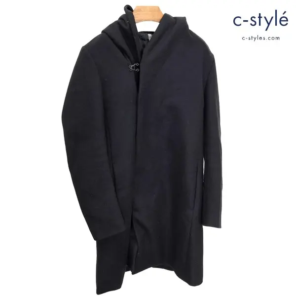 KAZUYUKI KUMAGAI ATTACHMENT ウールコート 1 ブラック カシミヤ混 413063717 日本製 フード