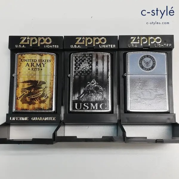 ZIPPO ジッポー オイルライター ARMY USMC USN 喫煙具 計3点