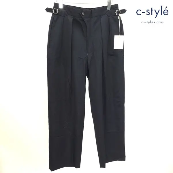 ULTERIOR HIGH DENSITY GABARDINE WIDE TROUSERS パンツ スラックス 3 ネイビー ULPT41-GA113 ウール100