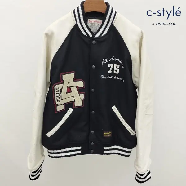 AVIREX 2TONE VARSITY JACKET ALL STARS フライトジャケット M ブラック×ホワイト ブルゾン Sports wear