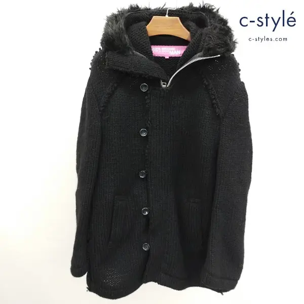 COMME des GARCONS JUNYA WATANABE MAN ニットコート UK-C009 日本製 毛100 フェイクファー