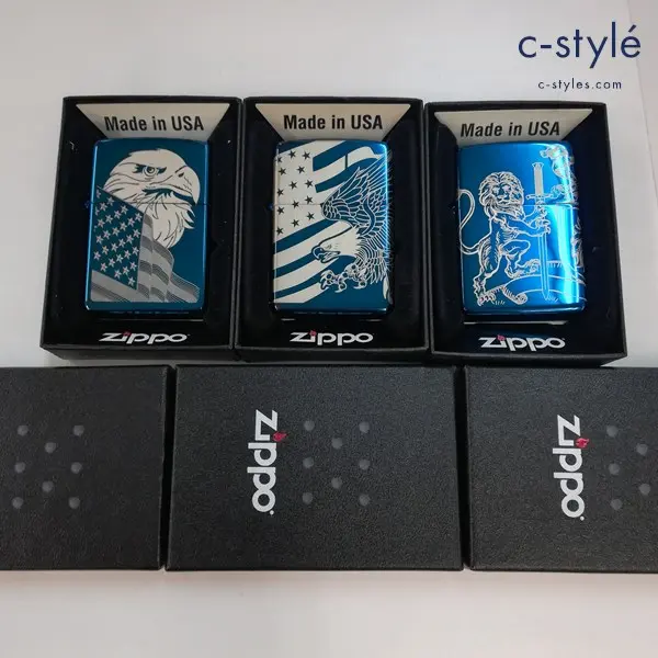 ZIPPO ジッポー オイルライター イーグル 鷲 アメリカ国旗 ライオン 喫煙具 計3点