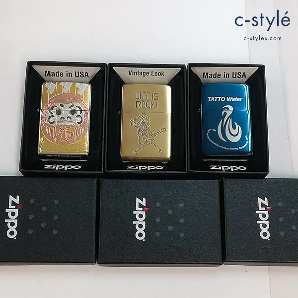 ZIPPO ジッポー オイルライター ダルマ LIFE IS ROCK TATTO Water 喫煙具 計3点