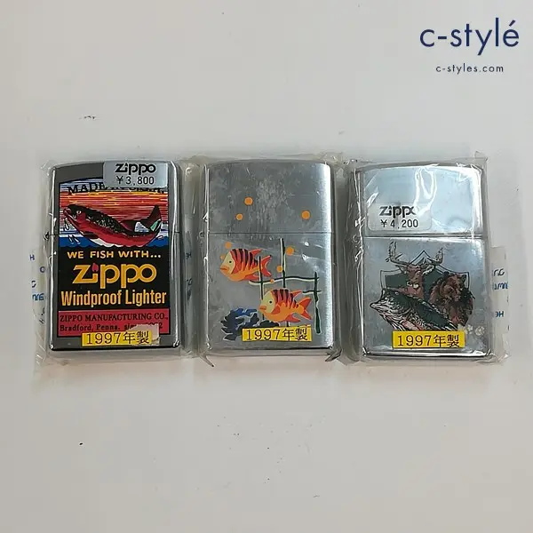 ZIPPO ジッポー オイルライター 1997年製 魚 鹿 熊 喫煙具 計3点