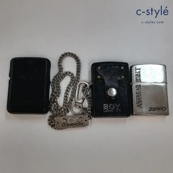 ZIPPO ジッポー オイルライター 喫煙具 COMME CA DU MODE MEN BOY LONDON 革巻き 他 計3点