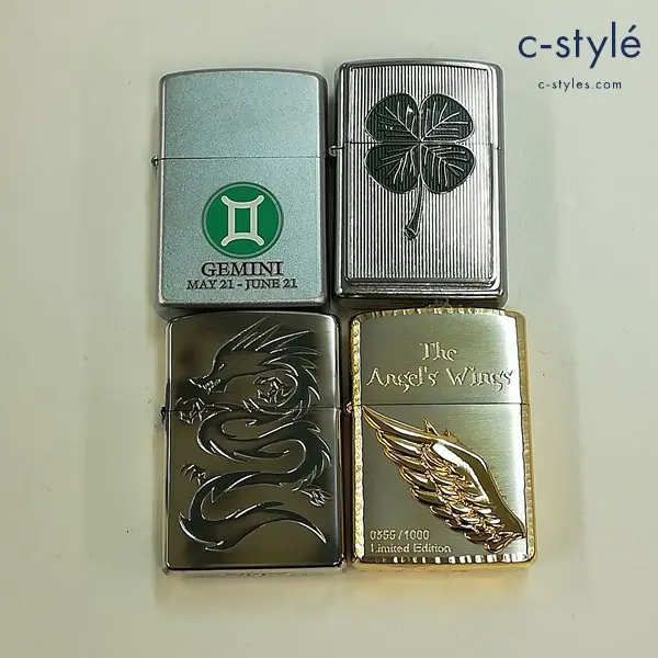 ZIPPO ジッポー オイルライター GEMINI クローバー The Angel’s Wings ドラゴン 喫煙具 計4点