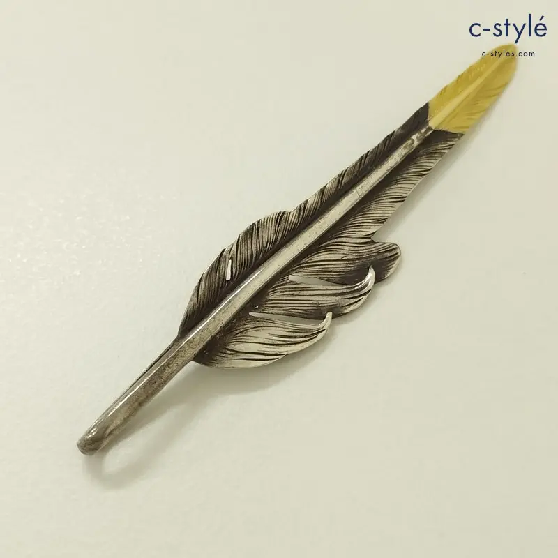 LARRY SMITH ラリースミス KAZEKIRI FEATHER PENDANT シルバー×ゴールド No.5 18K GOLD ACCENT