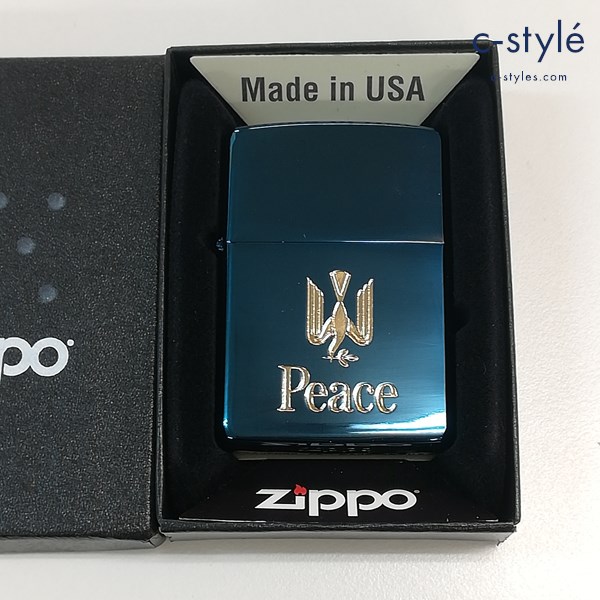 ZIPPO ジッポー Peace ピース デザインキャンペーン ブルーチタン 1995年製 オイルライター 喫煙具