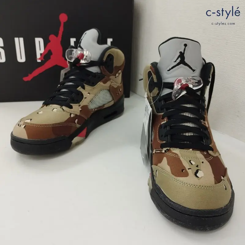 NIKE × Supreme AIR JORDAN エアジョーダン 27㎝ マルチカラー 迷彩 5 RETRO 824371-201 スニーカー