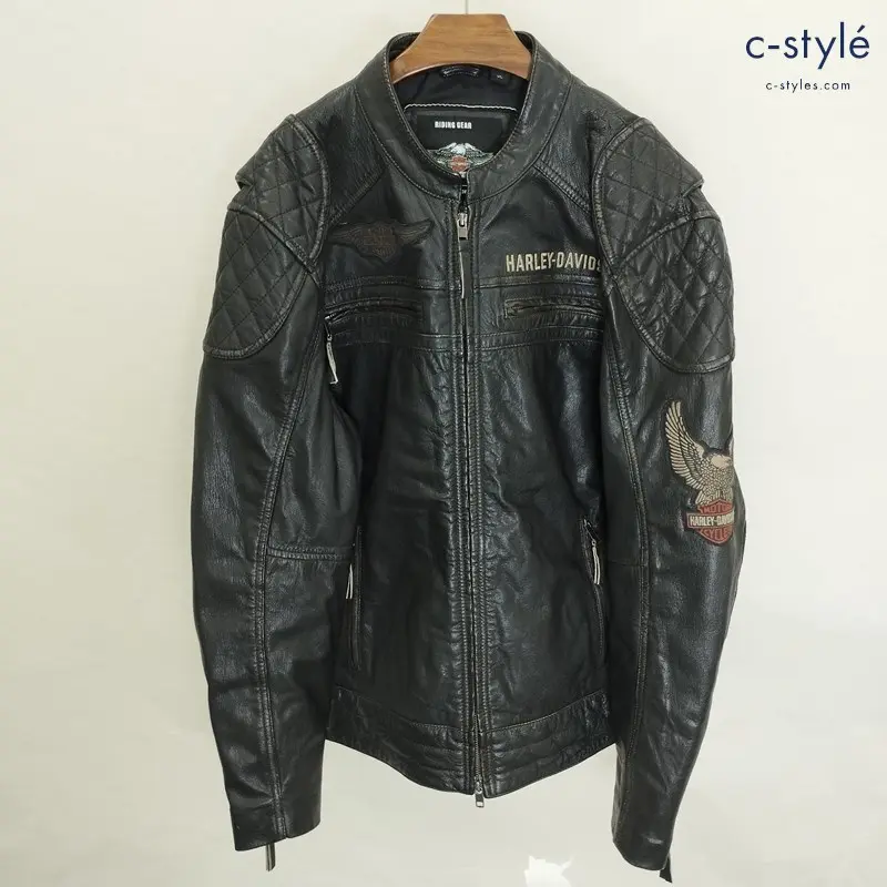 HARLEY DAVIDSON ハーレーダビッドソン シングルライダースジャケット XL ブラック ワッペン 98098-16VM