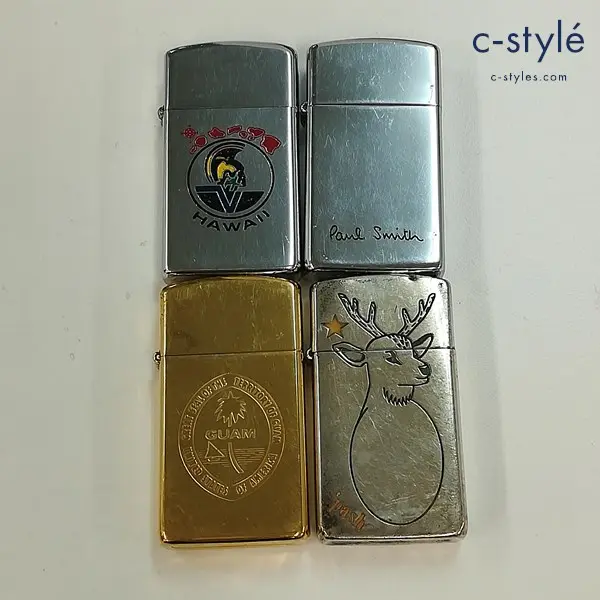 ZIPPO ジッポー スリム オイルライター ハワイ ポールスミス グアム シカ 喫煙具 計4点