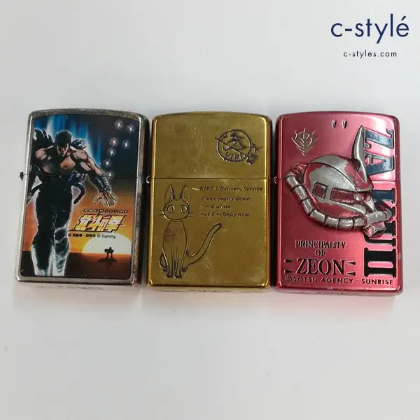 ZIPPO ジッポー オイルライター 2004年 北斗の拳 2006年 魔女の宅急便 ジジ 2007年 シャア専用ザクII 計3点