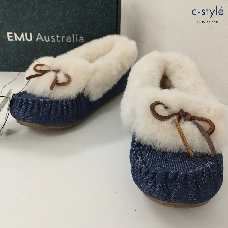 EMU Australia エミュ オーストラリア AMITY DENIM CUFF FUR 24cm Indigo Denim モカシンデニムシューズ