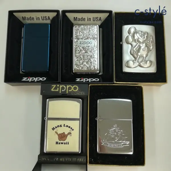 ZIPPO ジッポー オイルライター 喫煙具 ディズニー ミッキー Hawaii スリム 他 計5点