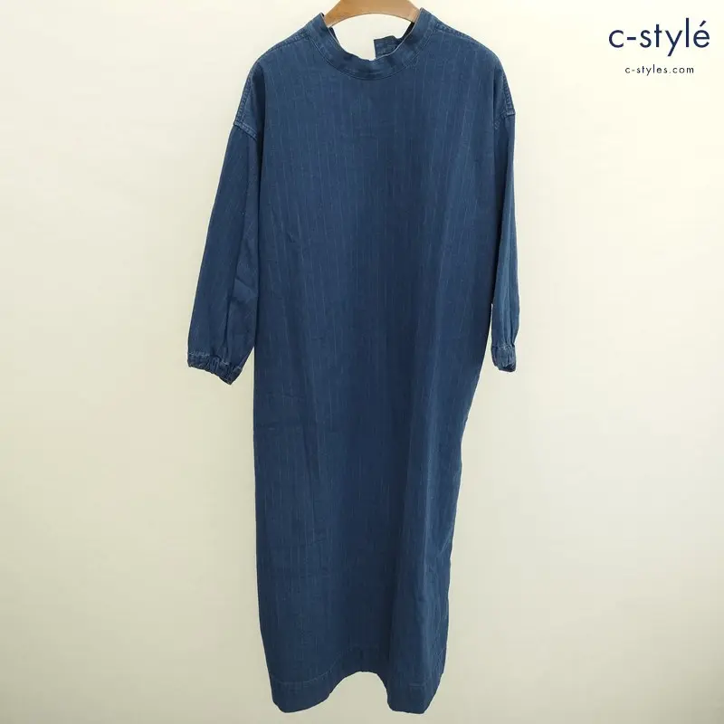 45R フォーティファイブアール デニムワンピース 0 ブルー系 8095039 ストライプ 綿100% 日本製 レディース