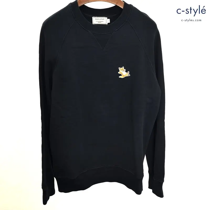 MAISON KITSUNE メゾンキツネ トレーナー S ブラック CHILLAX FOX PATCH CLASSIC SWEATSHIRT GU00342 KM0002