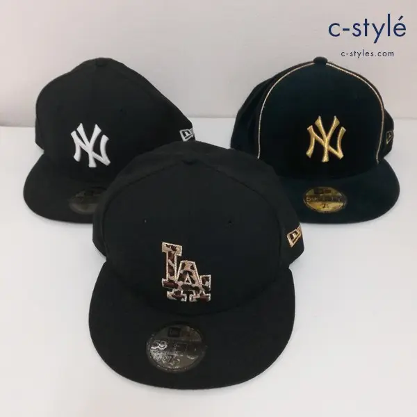 NEW ERA ニューエラ キャップ 7・1/4 57.7cm ブラック系 ベロア ヒョウ柄 計3点