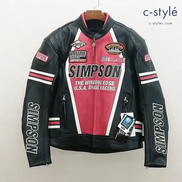 SIMPSON シンプソン レザージャケット 3L ブラック SLJ-7112 牛革 バイクウェア