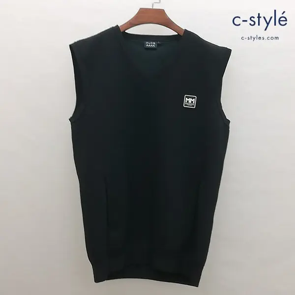 muta marine ムータマリン ベスト 7 ブラック BACK LOGO V-NECK VEST YMME-220210 ゴルフ