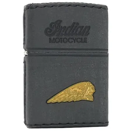 ZIPPO(ジッポー)×Indian Motocycle(インディアンモトサイクル) 革巻き レザー ブラック