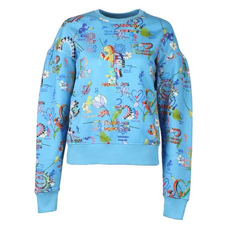 ANGLO MANIA(アングロマニア) Blue Thank You Print Puffy Shoulder Sweatshirt